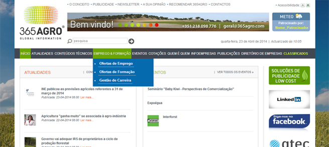 365 Agro - Criação do portal de conteúdos informativos sobre os setores agrícola, pecuário, florestal e agro-industrial